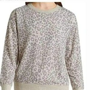 Splendid Sweatshirt Oatmeal Leopard Print Pullover Medium
